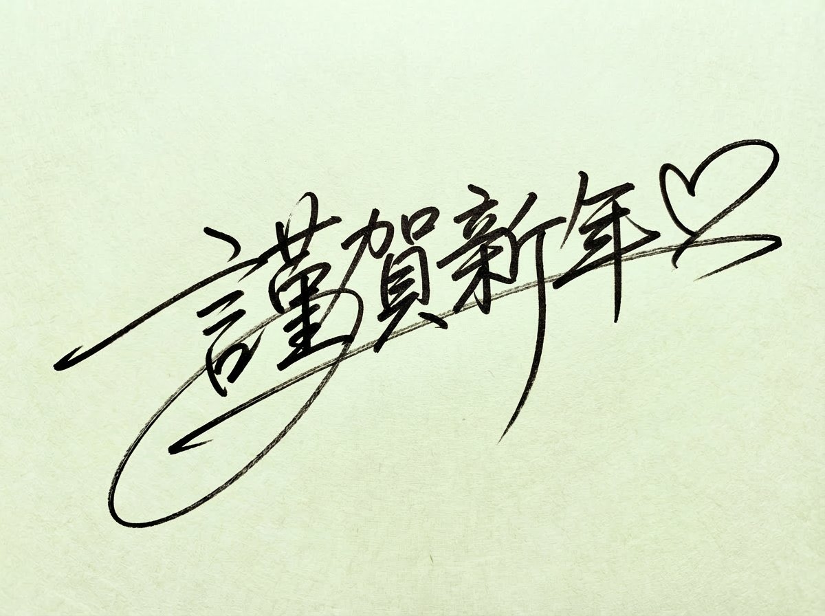 手写新年问候标志提示 生成效果示例