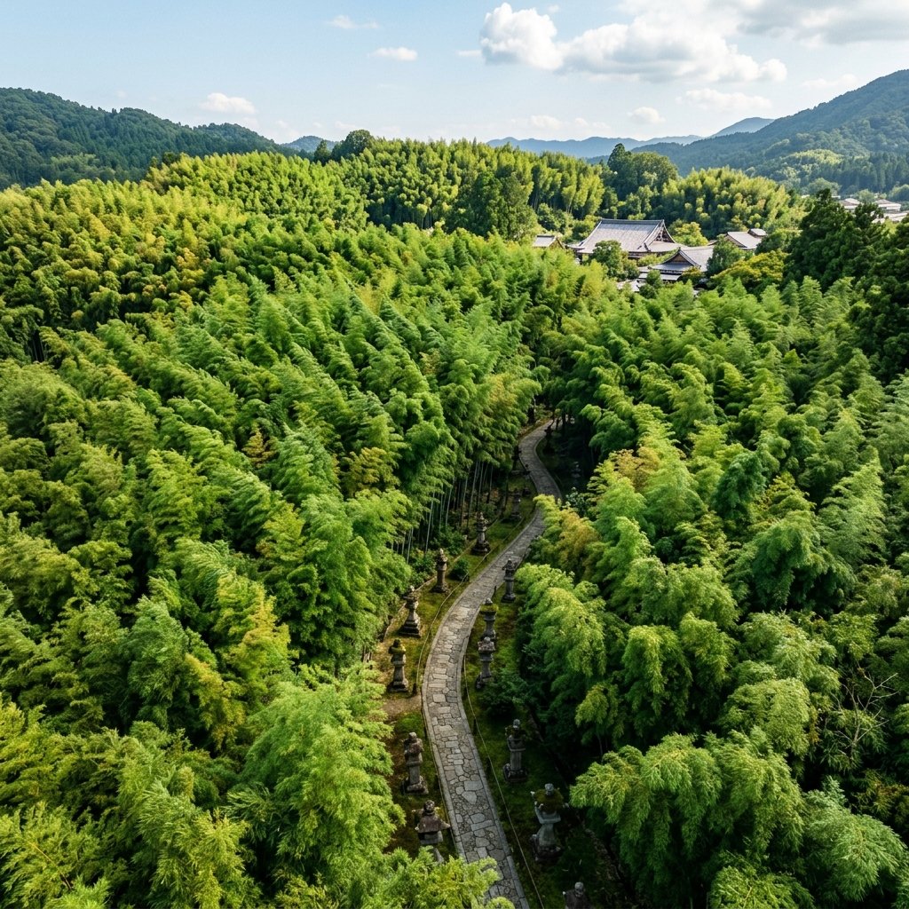 逼真的空中竹林景观 生成效果示例