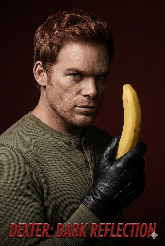 Dexter Morgan 电影肖像与香蕉道具提示 生成效果示例