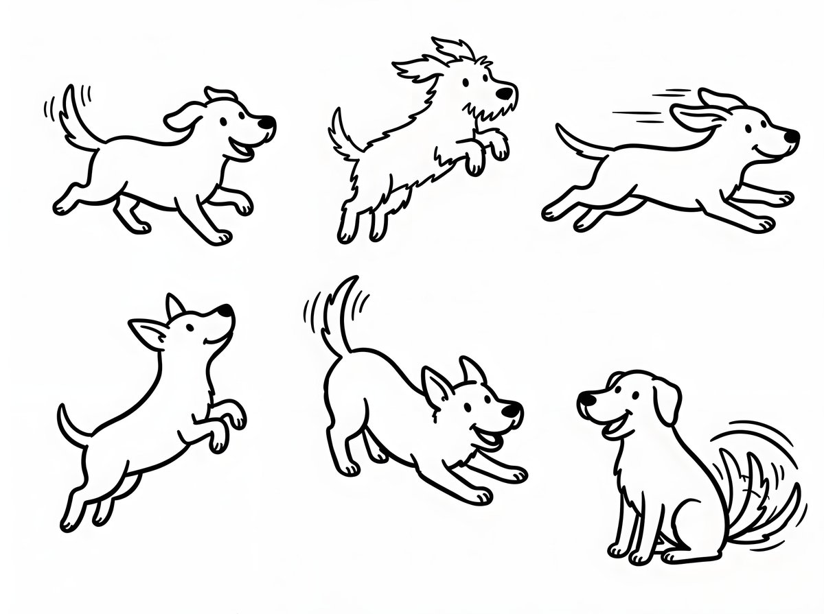 极简狗素描剪贴画 生成效果示例