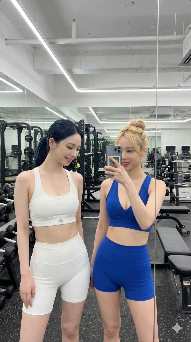 K-Pop 偶像健身房镜子自拍 生成效果示例