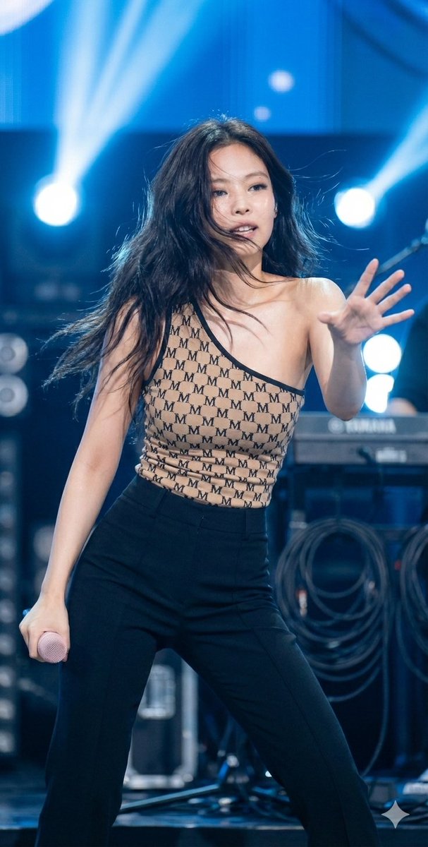 Jennie Kim 穿着 Monogram 连体衣的动态社论肖像 生成效果示例