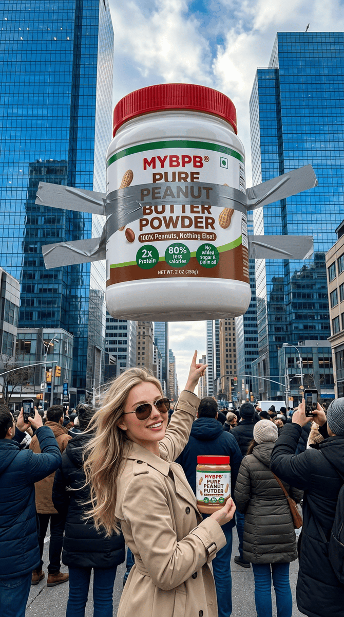 摩天大楼上的超现实巨型产品安装 生成效果示例