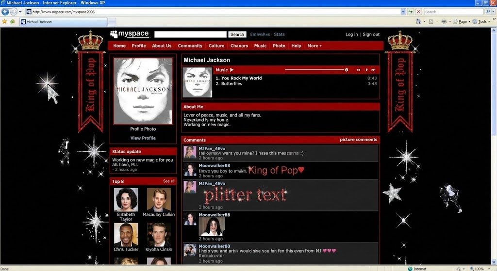 一个人的正宗复古 MySpace 页面 生成效果示例