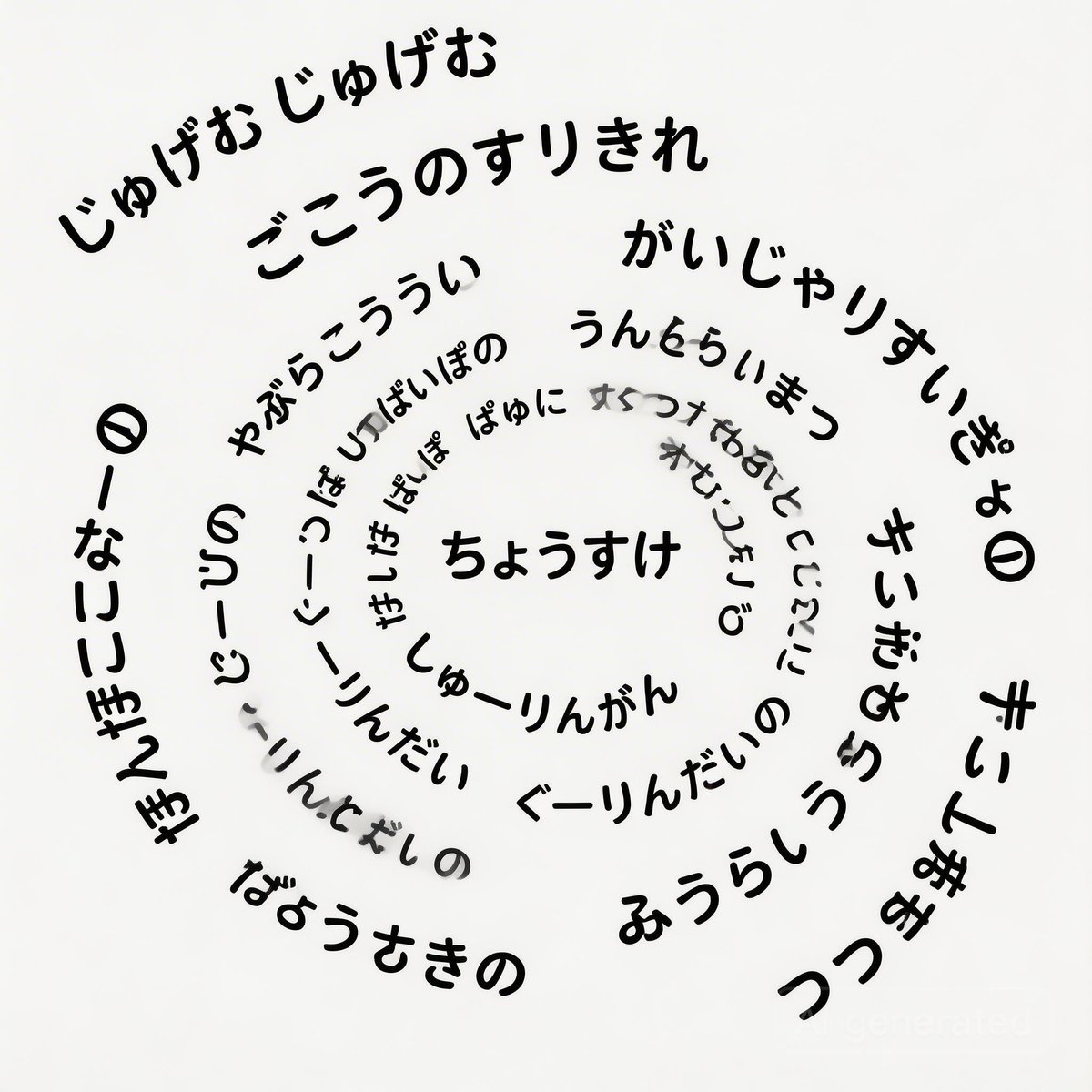 日语文本螺旋生成提示（Jugemu） 生成效果示例