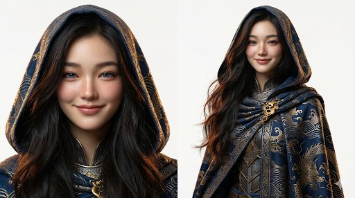 并排幻想角色设计表 生成效果示例