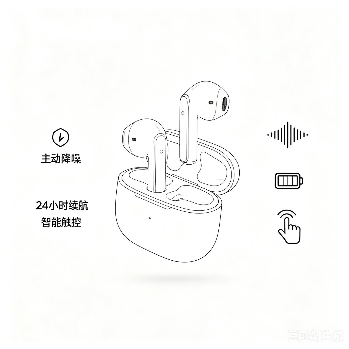 极简耳机电商产品图 生成效果示例