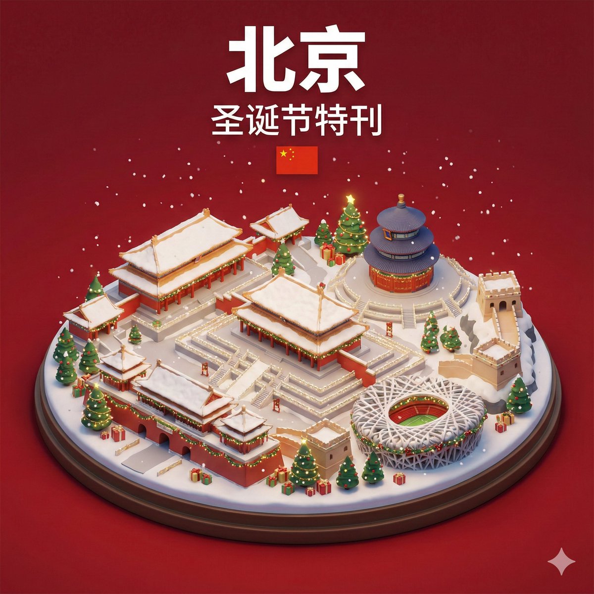 等距 3D 微型城市西洋镜与假日主题 生成效果示例