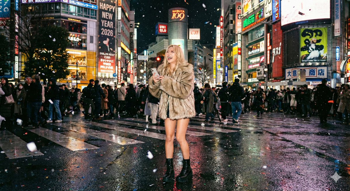 涩谷跨年美女 生成效果示例