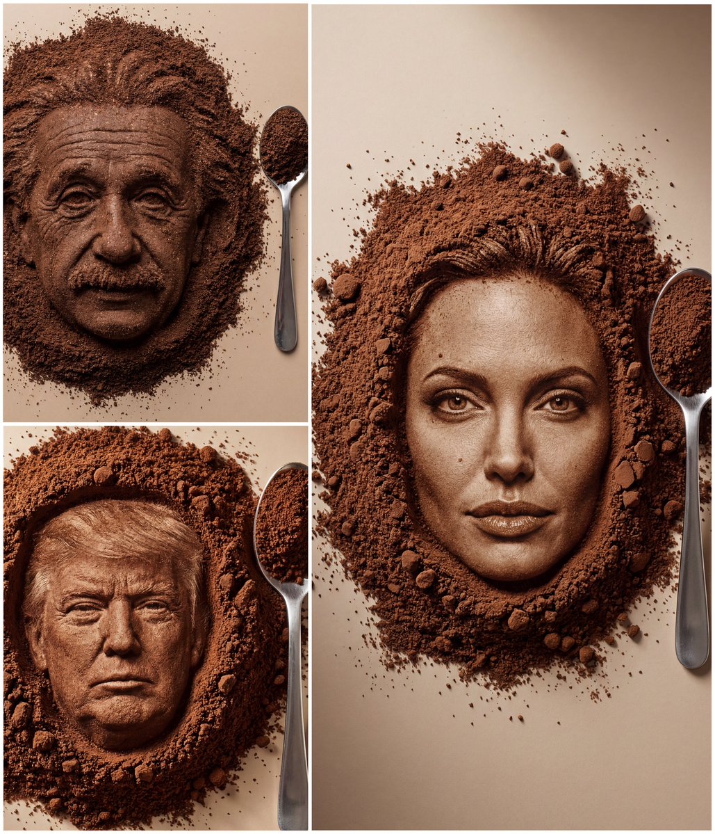超写实咖啡粉脸部印象生成效果示例