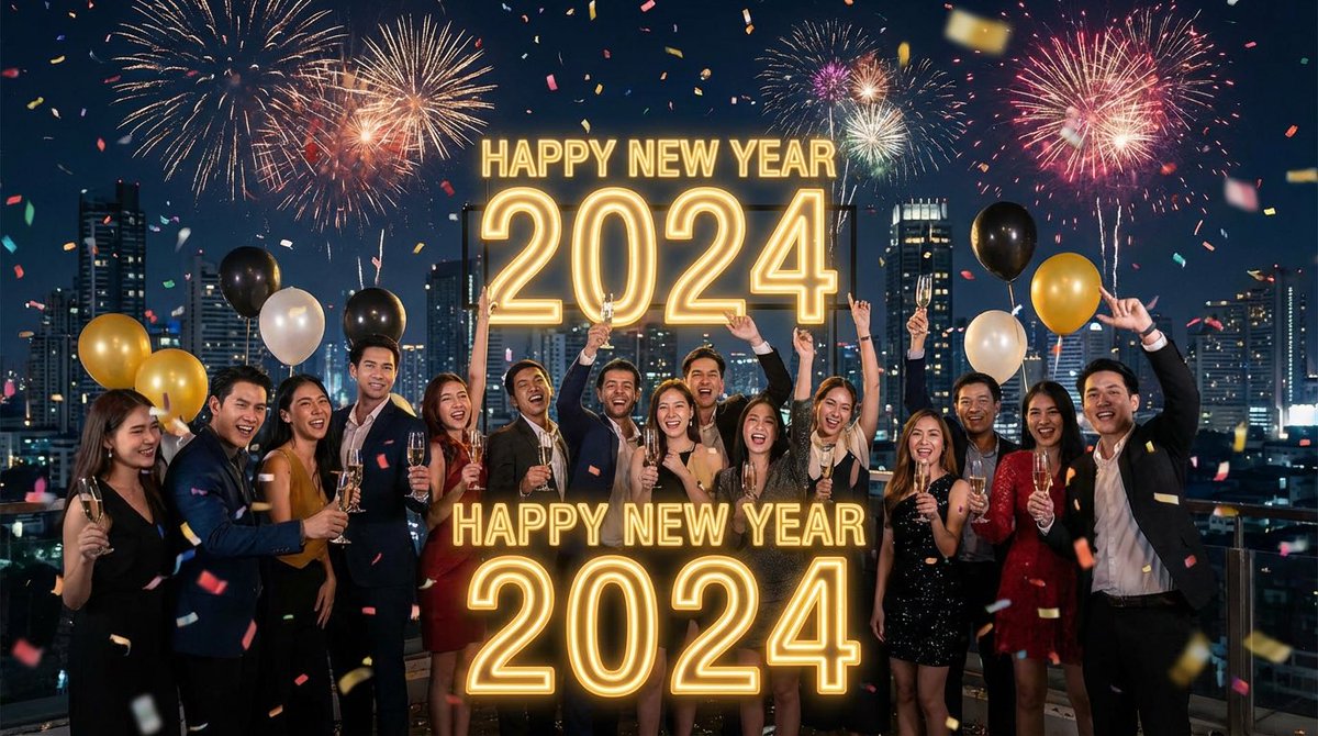 简单的“新年快乐”提示 生成效果示例