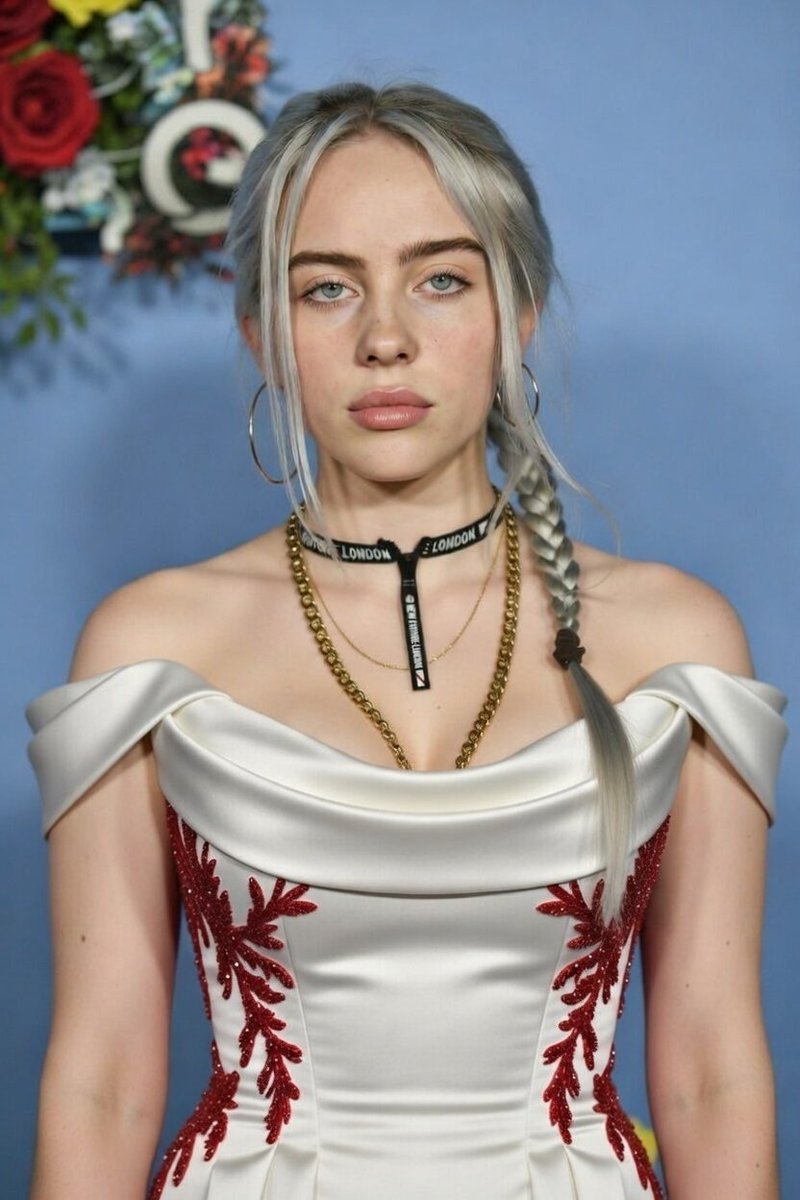 Billie Eilish 红毯造型提示（乌尔都语/英语） 生成效果示例