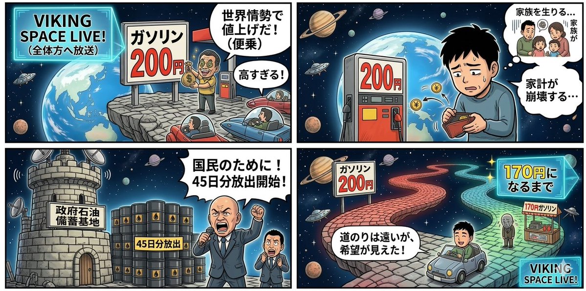 四格漫画提示：石油热恐慌 生成效果示例