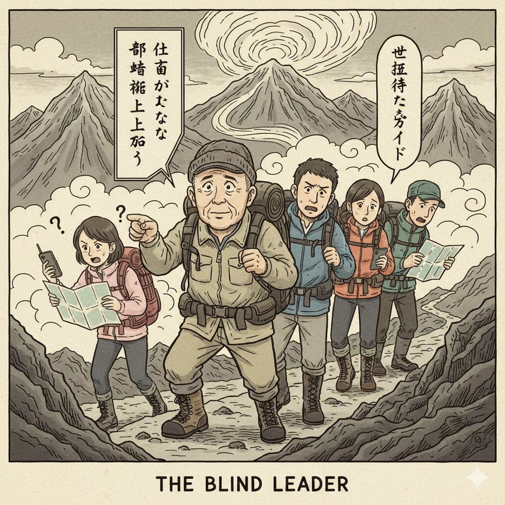 描绘昭和时代的老板作为登山向导 生成效果示例