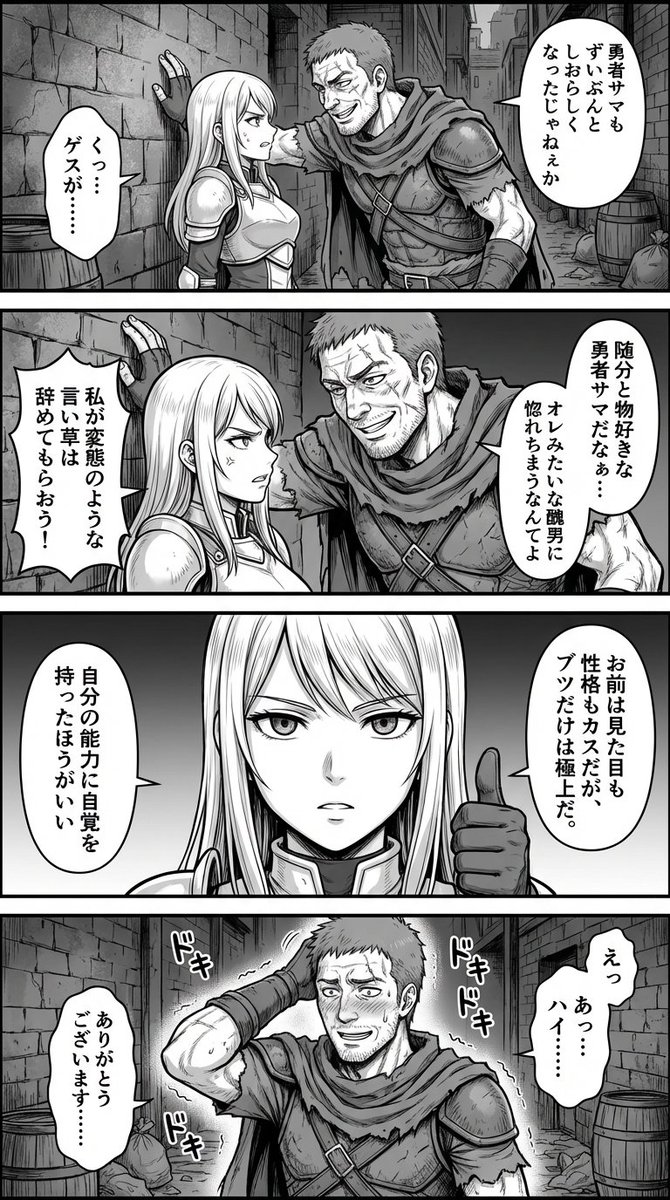 四格漫画：幻想巷道撞墙 生成效果示例