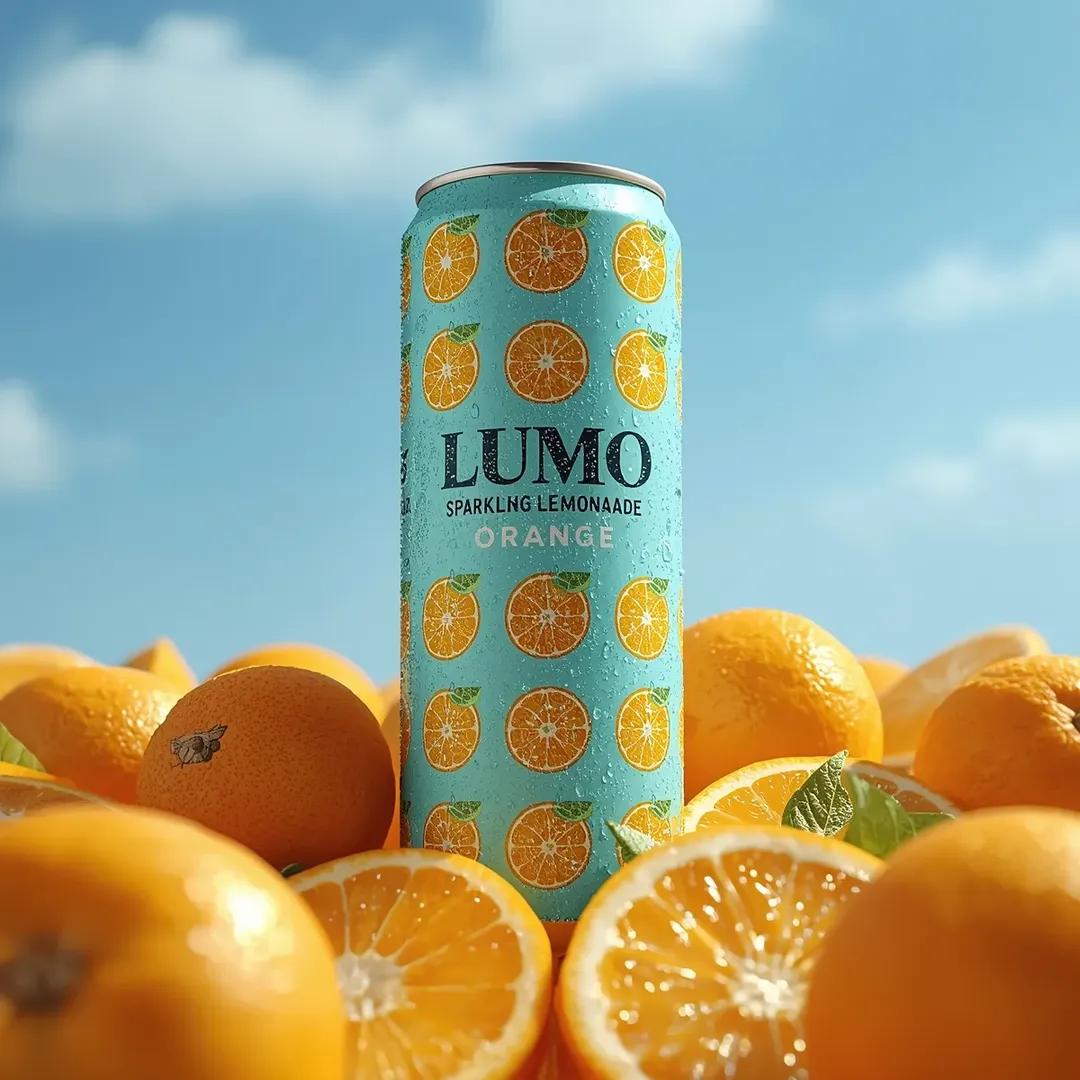超写实饮料广告摄影（LUMO Soda） 生成效果示例