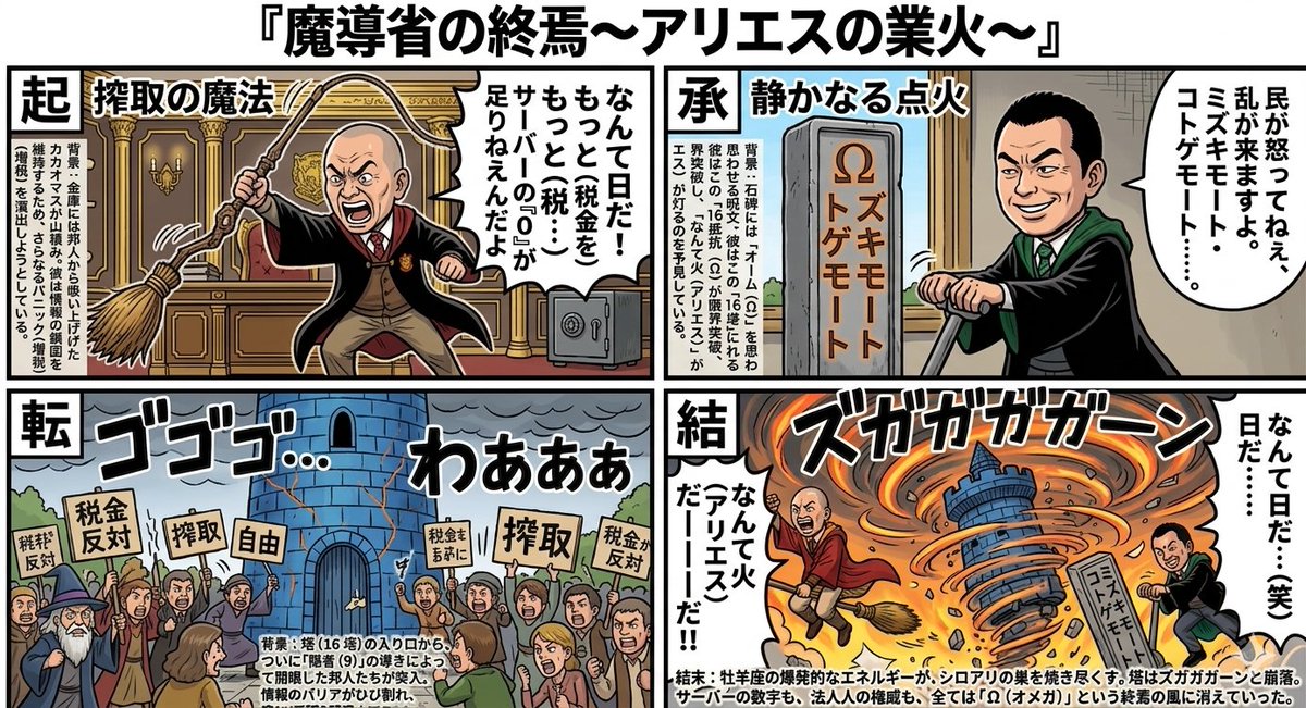 四格漫画：魔法部的终结 生成效果示例