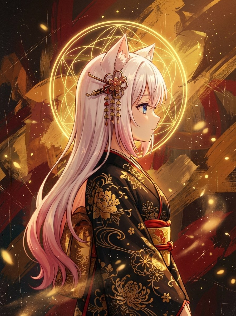 超现实动漫和服 Nekomimi 生成效果示例