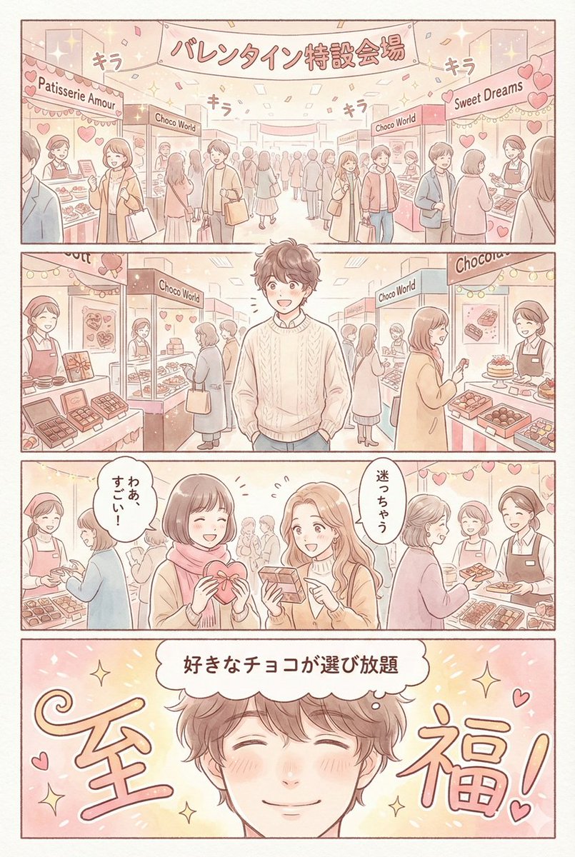 情人节巧克力购物漫画面板一代 生成效果示例