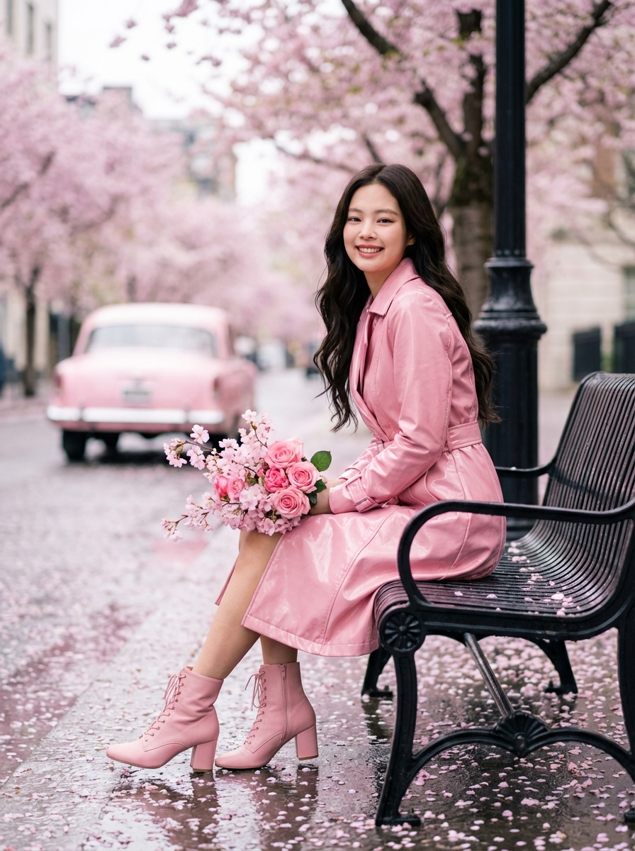 Jennie Kim 粉色春天肖像 生成效果示例