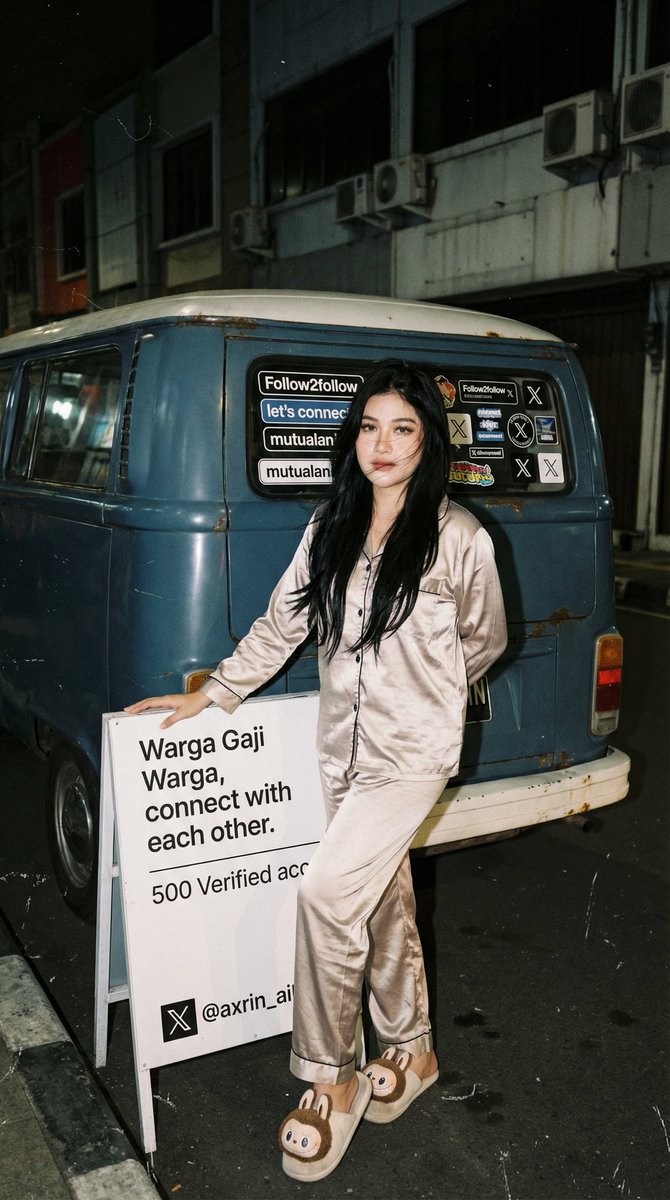 大众 Combi Van 夜间模拟 35 毫米闪光灯女性照片 生成效果示例