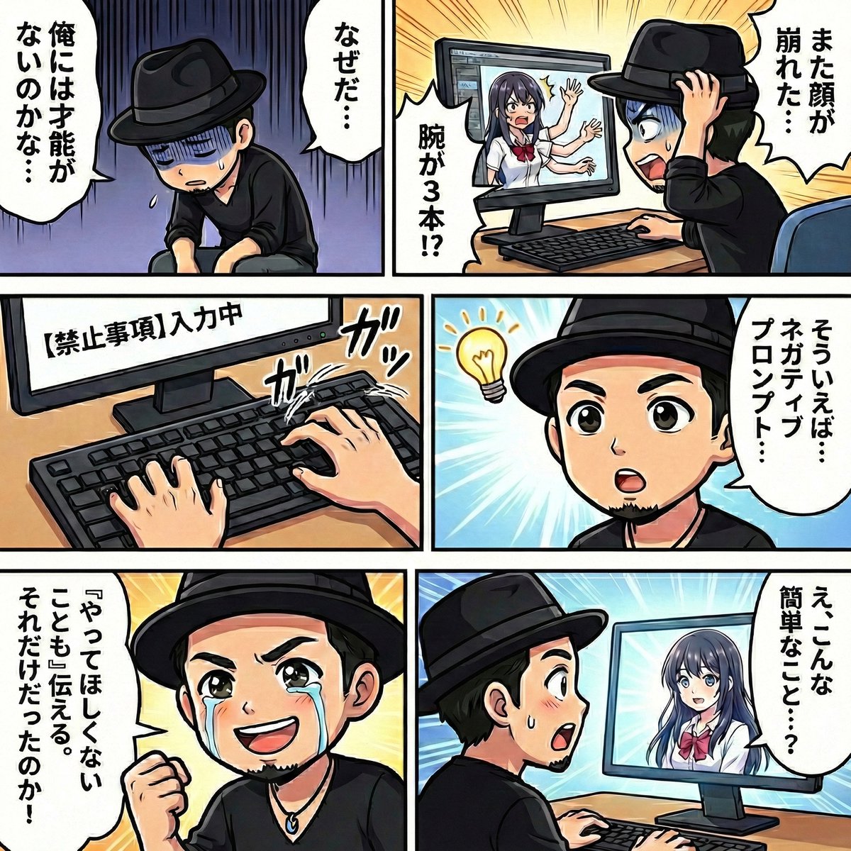 NanoBanana Pro 中漫画生成的负面提示 生成效果示例