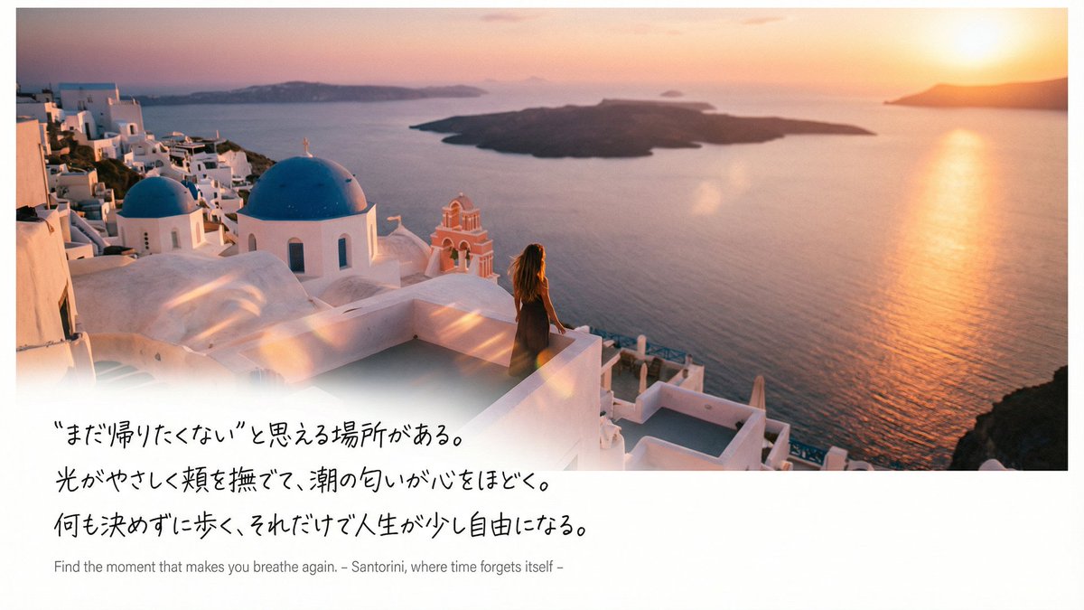 情感海洋之旅缩略图设计提示（圣托里尼岛） 生成效果示例