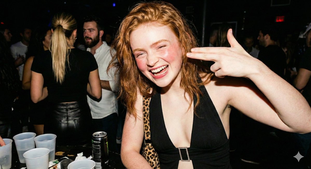 Sadie Sink 超现实的夜生活照片（重复） 生成效果示例