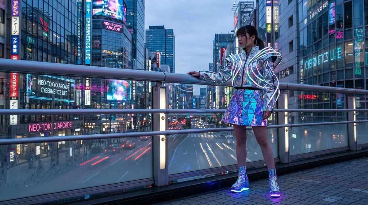 四关键词提示：日本近未来都市美景 生成效果示例