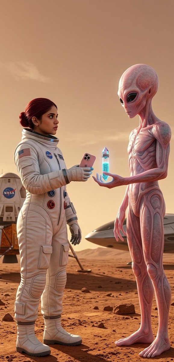 火星宇航员与外星人交流 生成效果示例