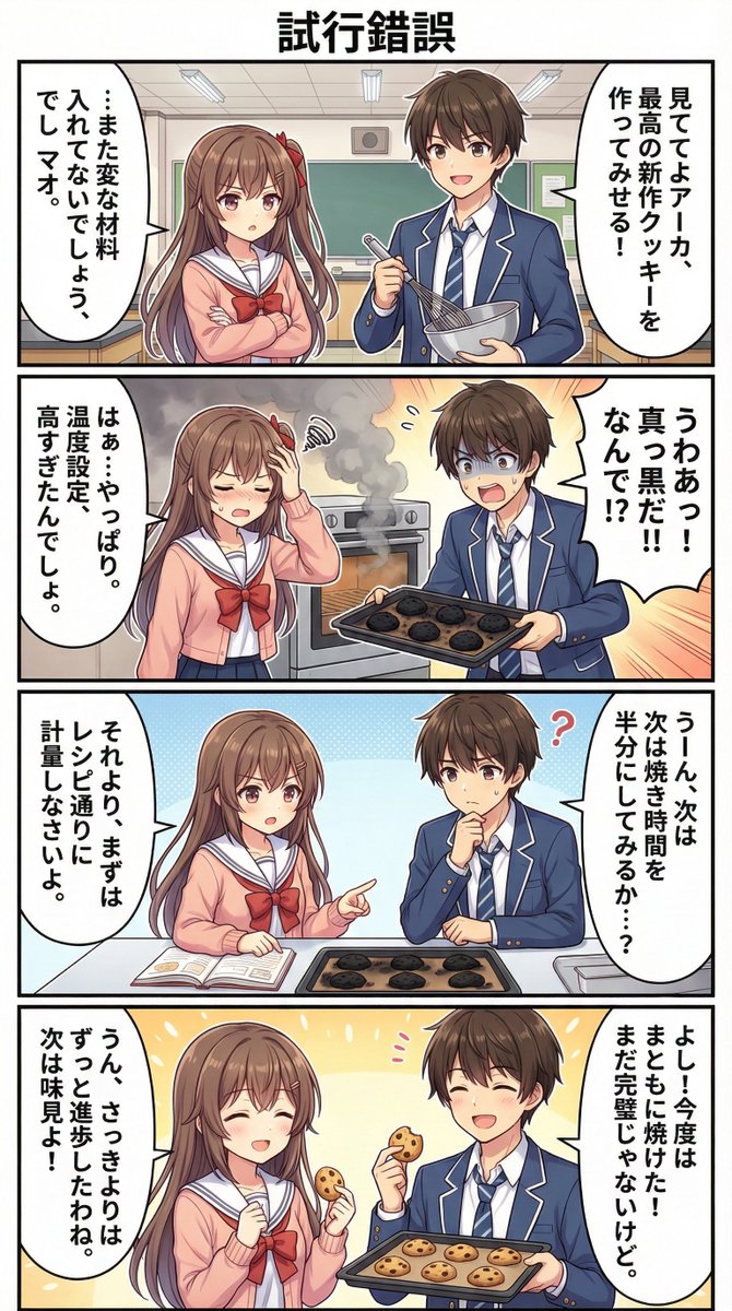 AI漫画主题：尝试与错误 生成效果示例