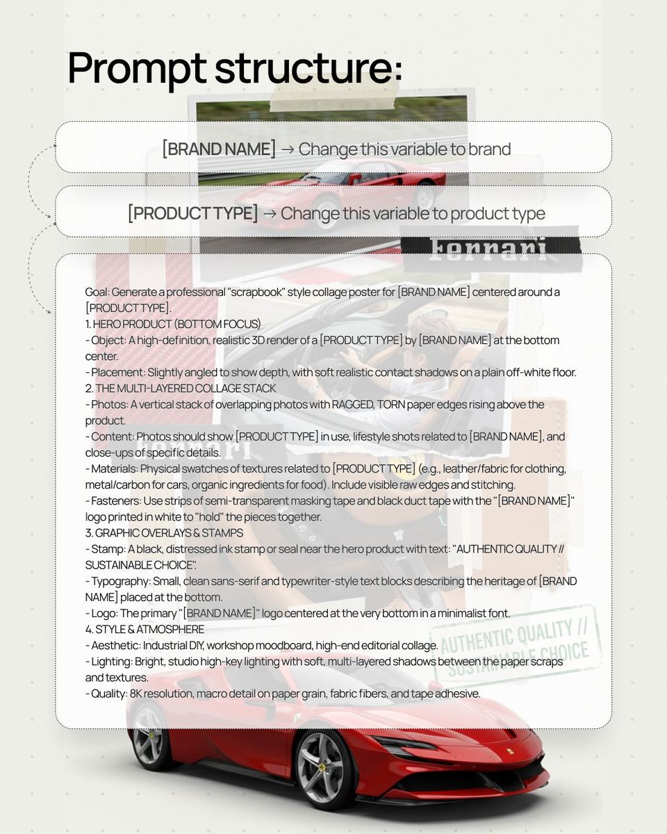 用于产品品牌的剪贴簿风格拼贴海报 生成效果示例