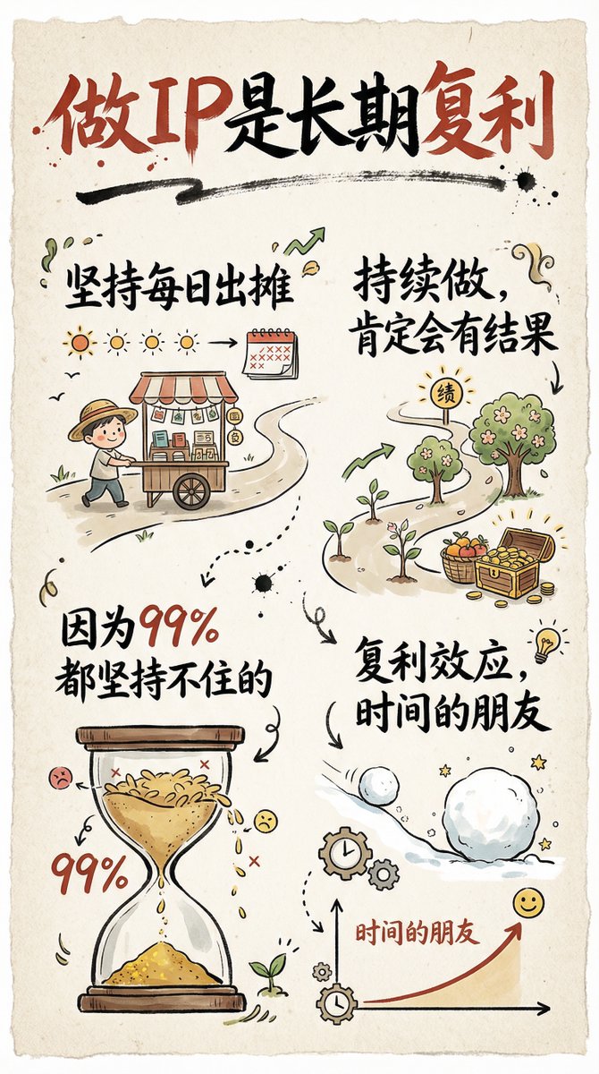 关于长期IP建设的手绘信息图卡 生成效果示例