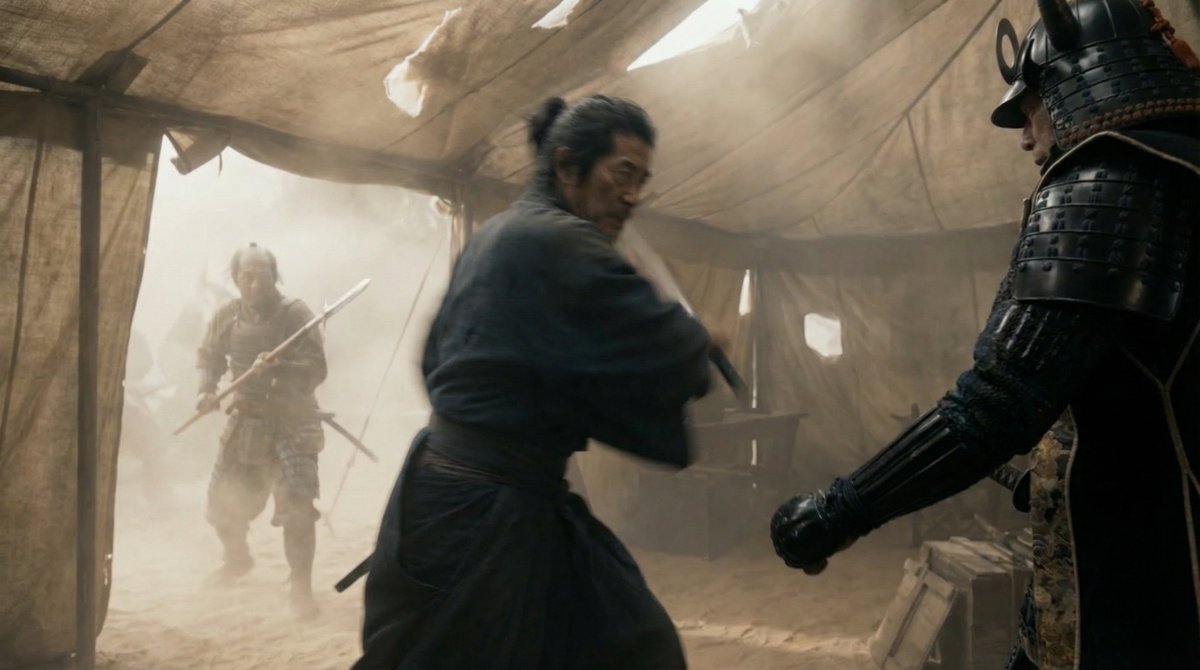 武士战争帐篷电影镜头 生成效果示例