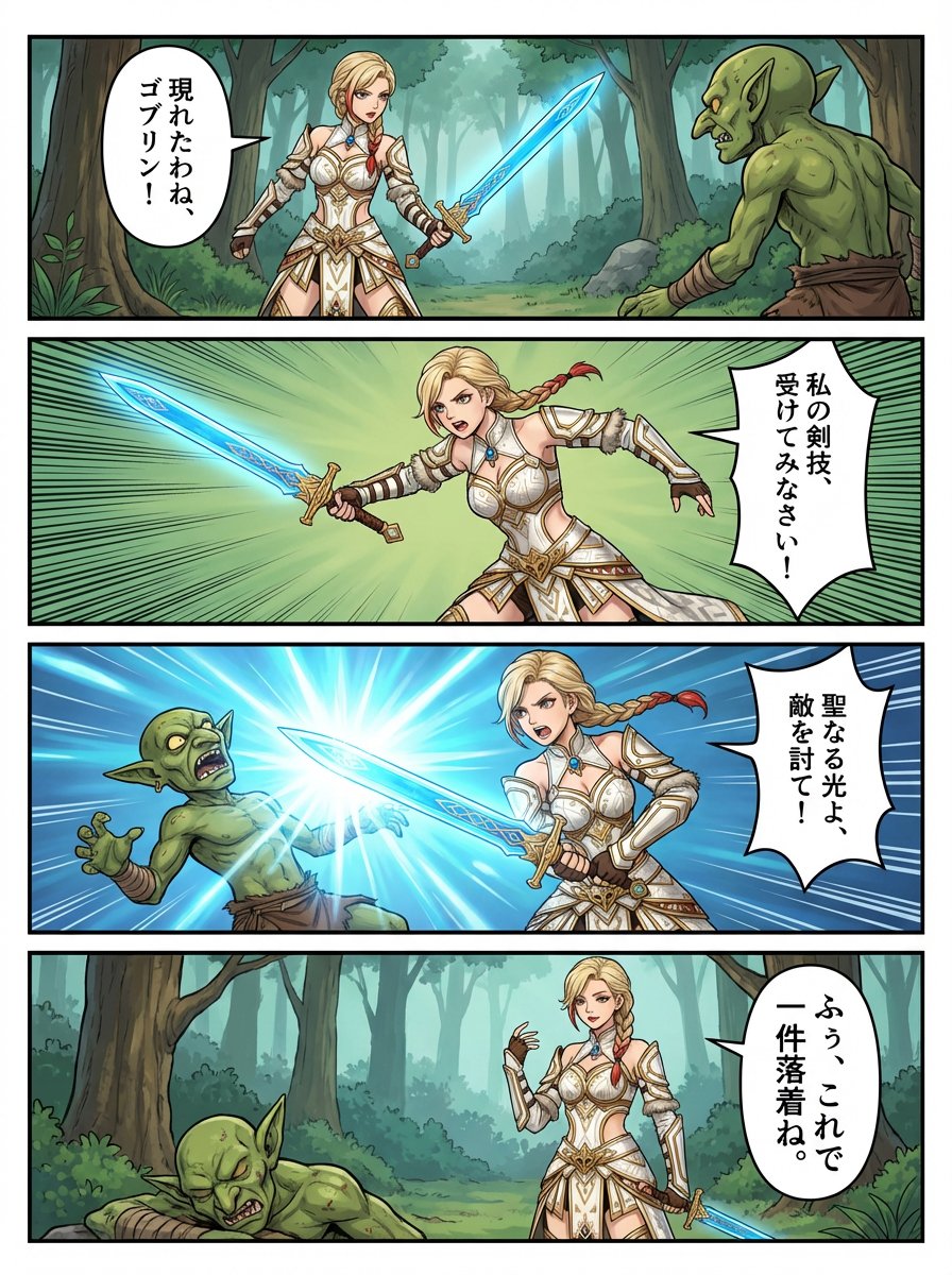 原创角色安娜的4格RPG漫画生成效果示例
