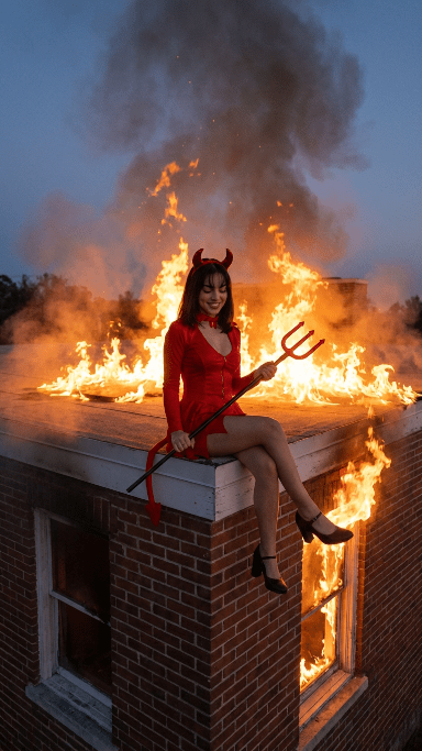 戏剧性的恶魔服装肖像提示（JSON） 生成效果示例