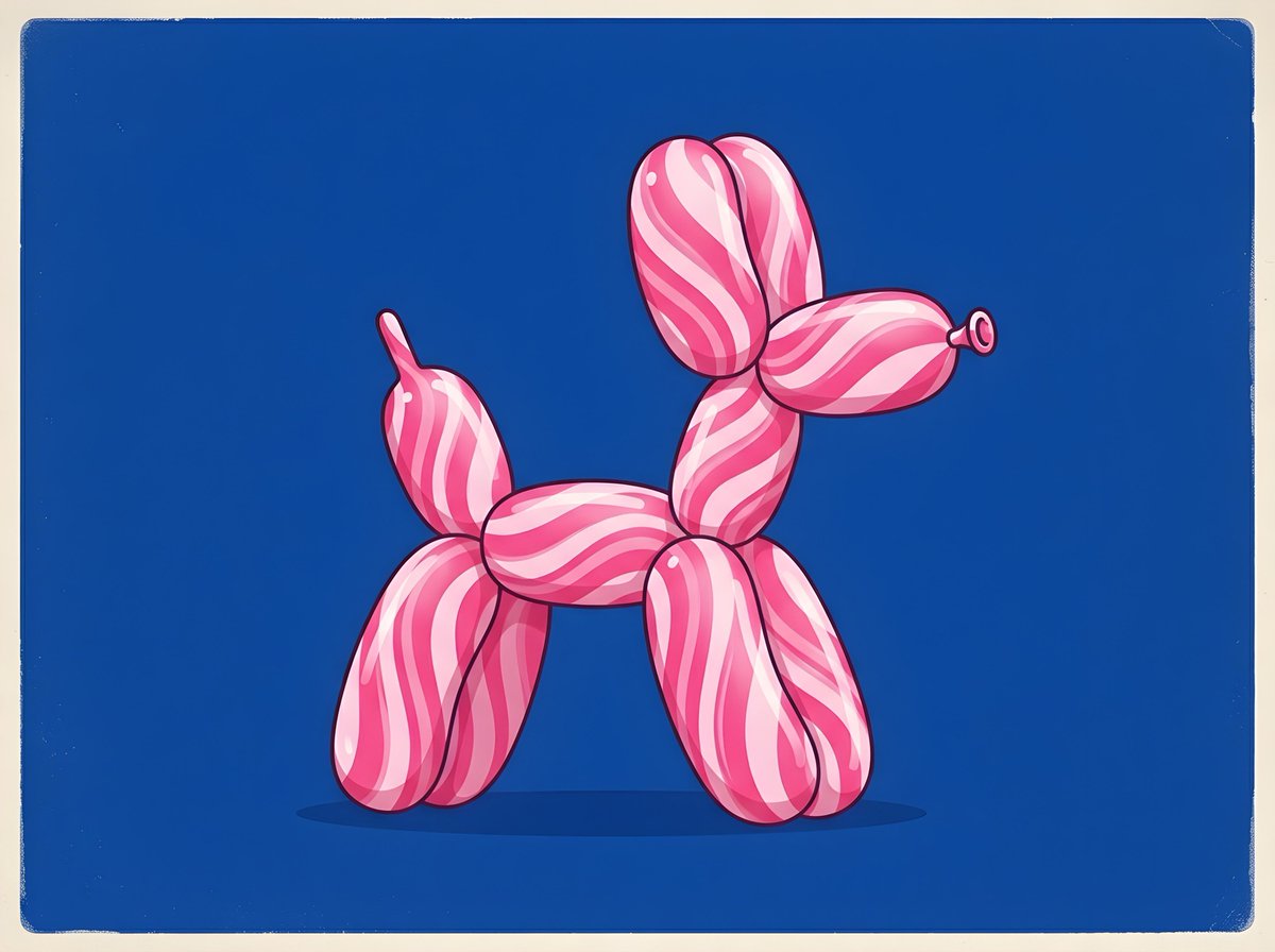 复古简约气球狗插画生成效果示例
