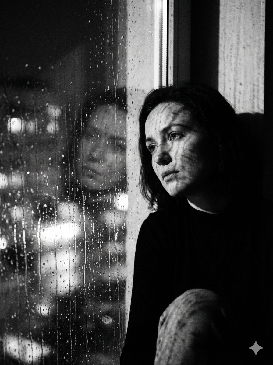 黑白雨窗肖像提示 生成效果示例