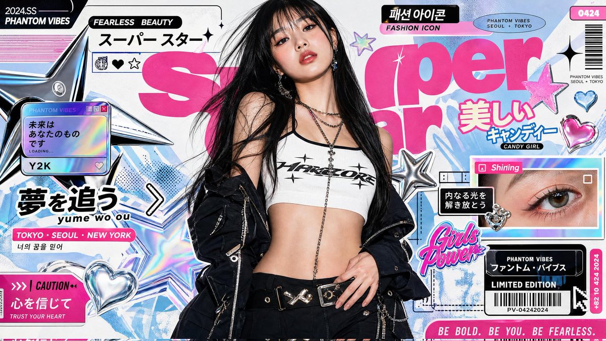 超风格化 K-Fashion 杂志海报 生成效果示例