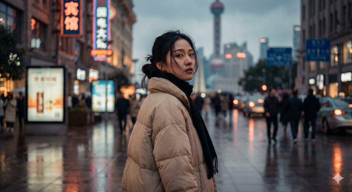 上海年轻女子的电影城市肖像 生成效果示例