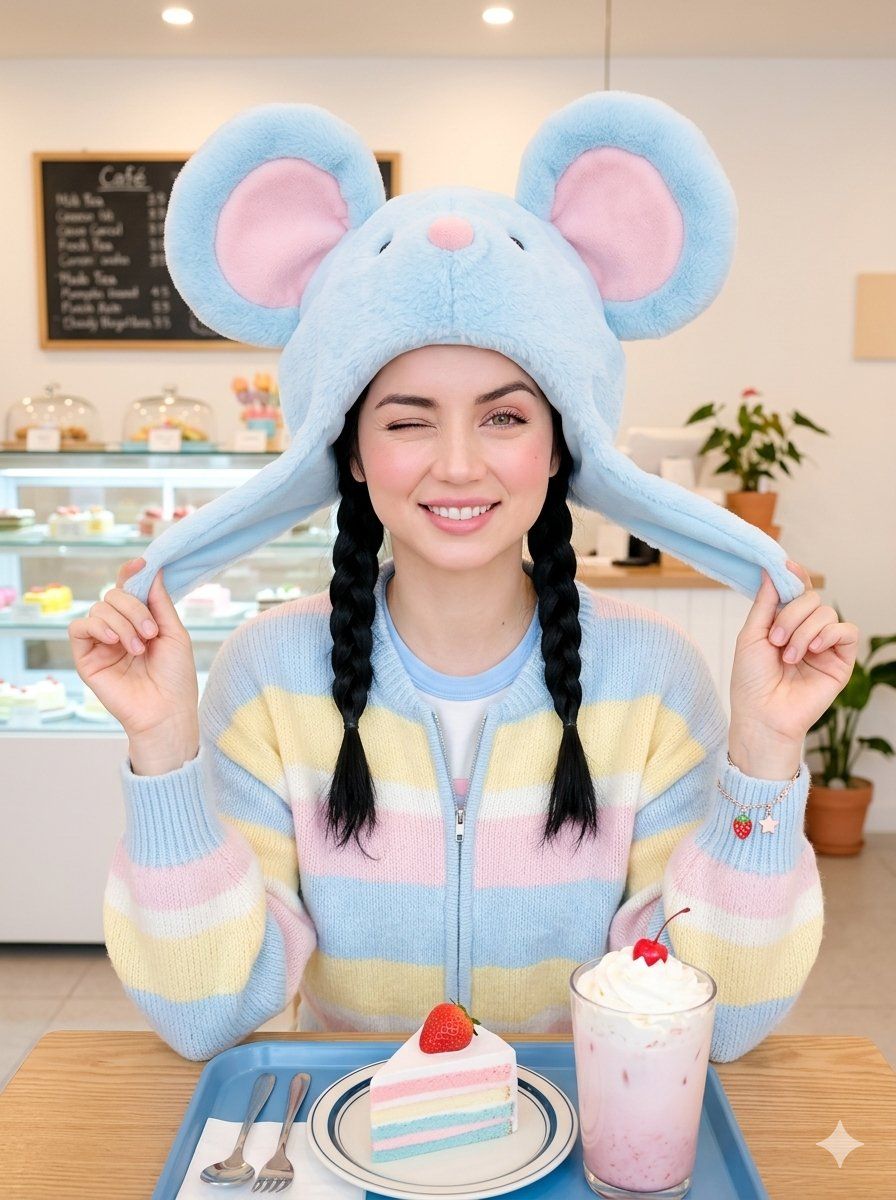 卡哇伊咖啡馆辫子肖像生成效果示例