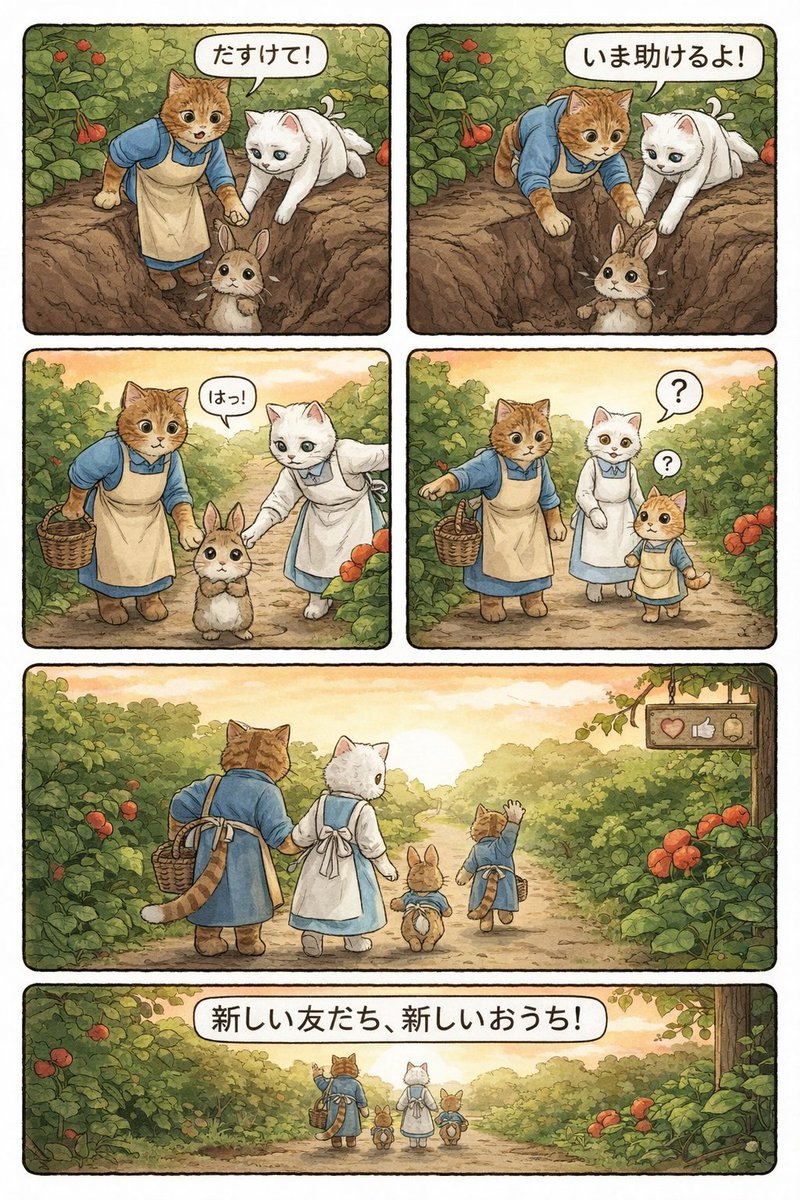 将视频转换为 4 格漫画 生成效果示例