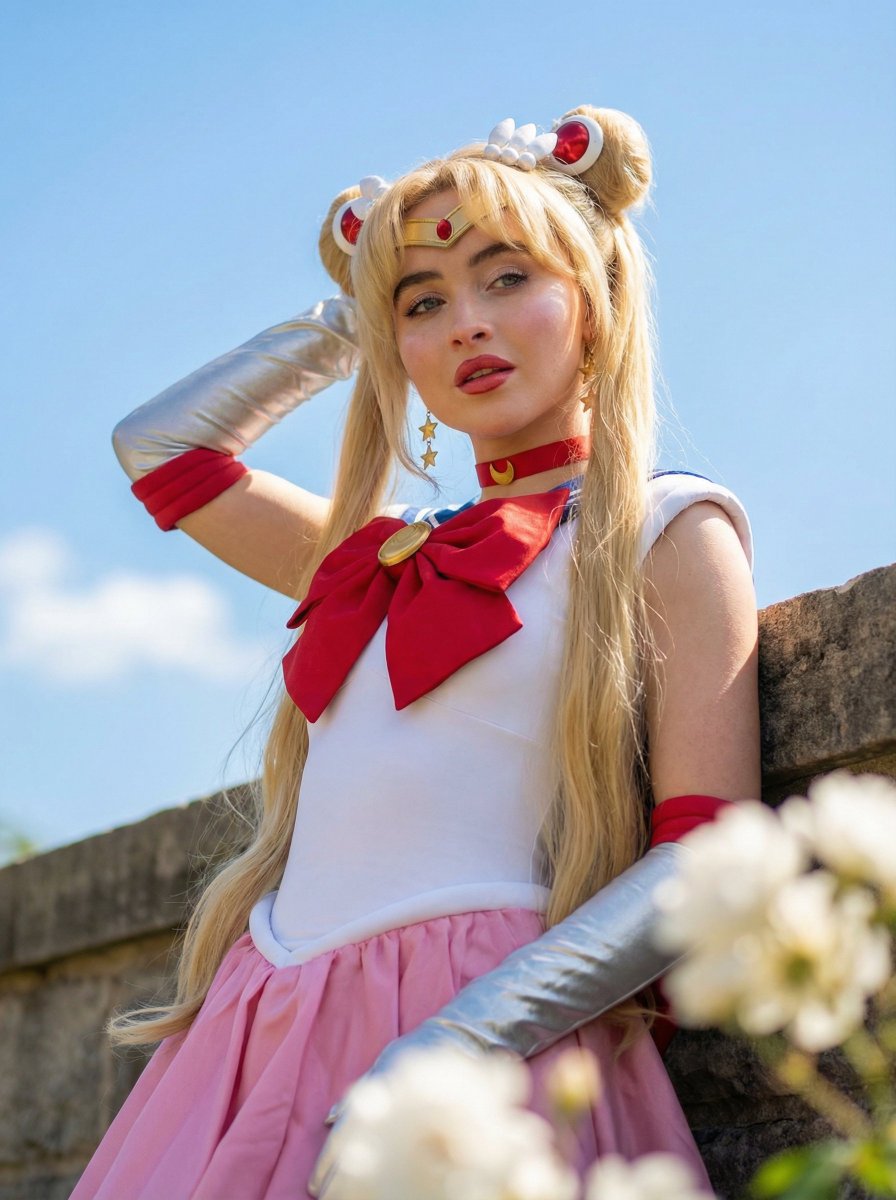 Nano Banana Pro 提示 Sabrina Carpenter 魔法少女角色扮演 生成效果示例
