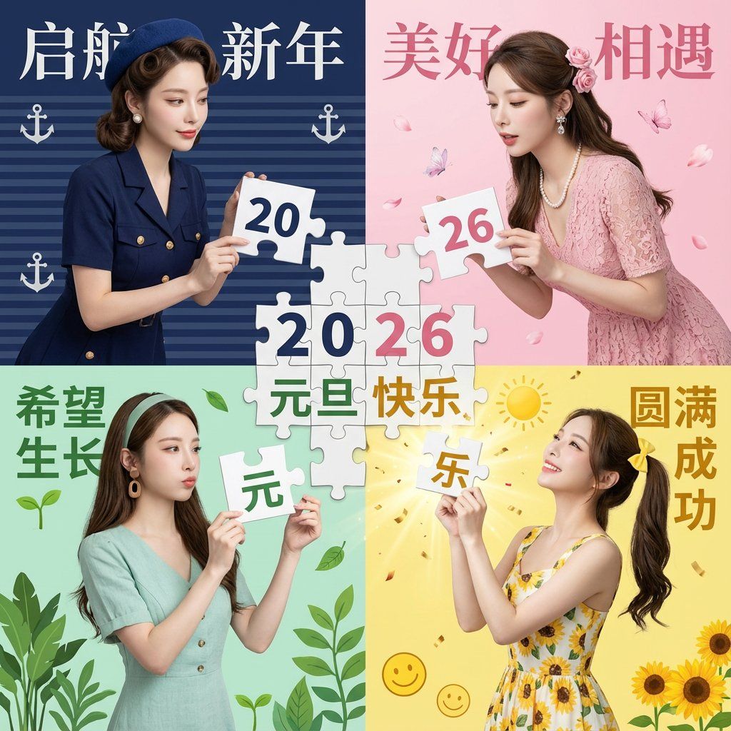 元旦特辑：四片拼图2026年祝福 生成效果示例