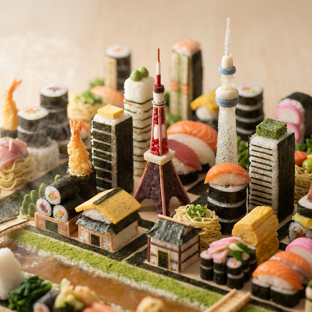 可食用的城市景观立体模型（双重推理） 生成效果示例