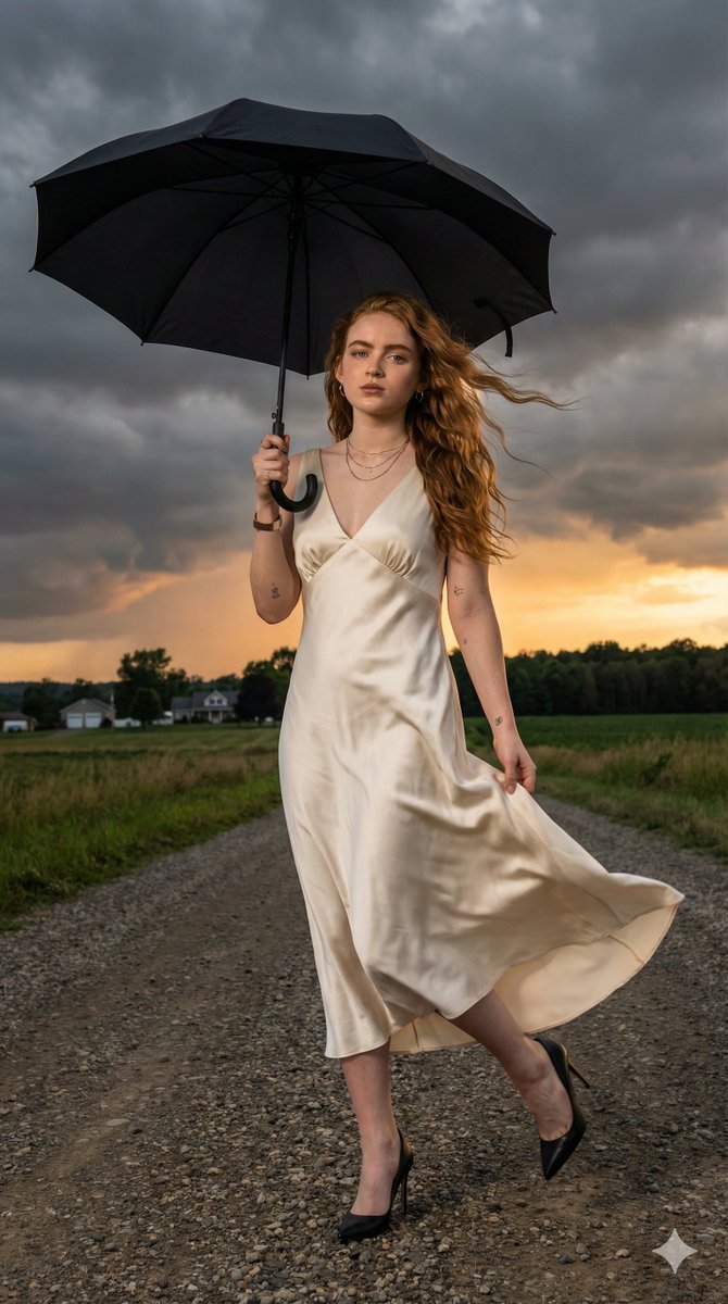 Sadie Sink 电影暴风雨日落肖像 生成效果示例