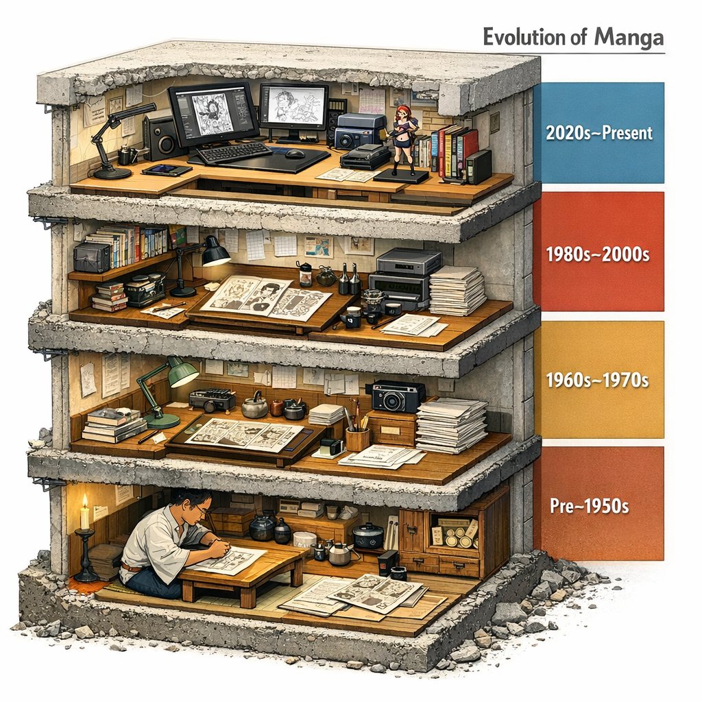 漫画进化建筑部分提示 生成效果示例