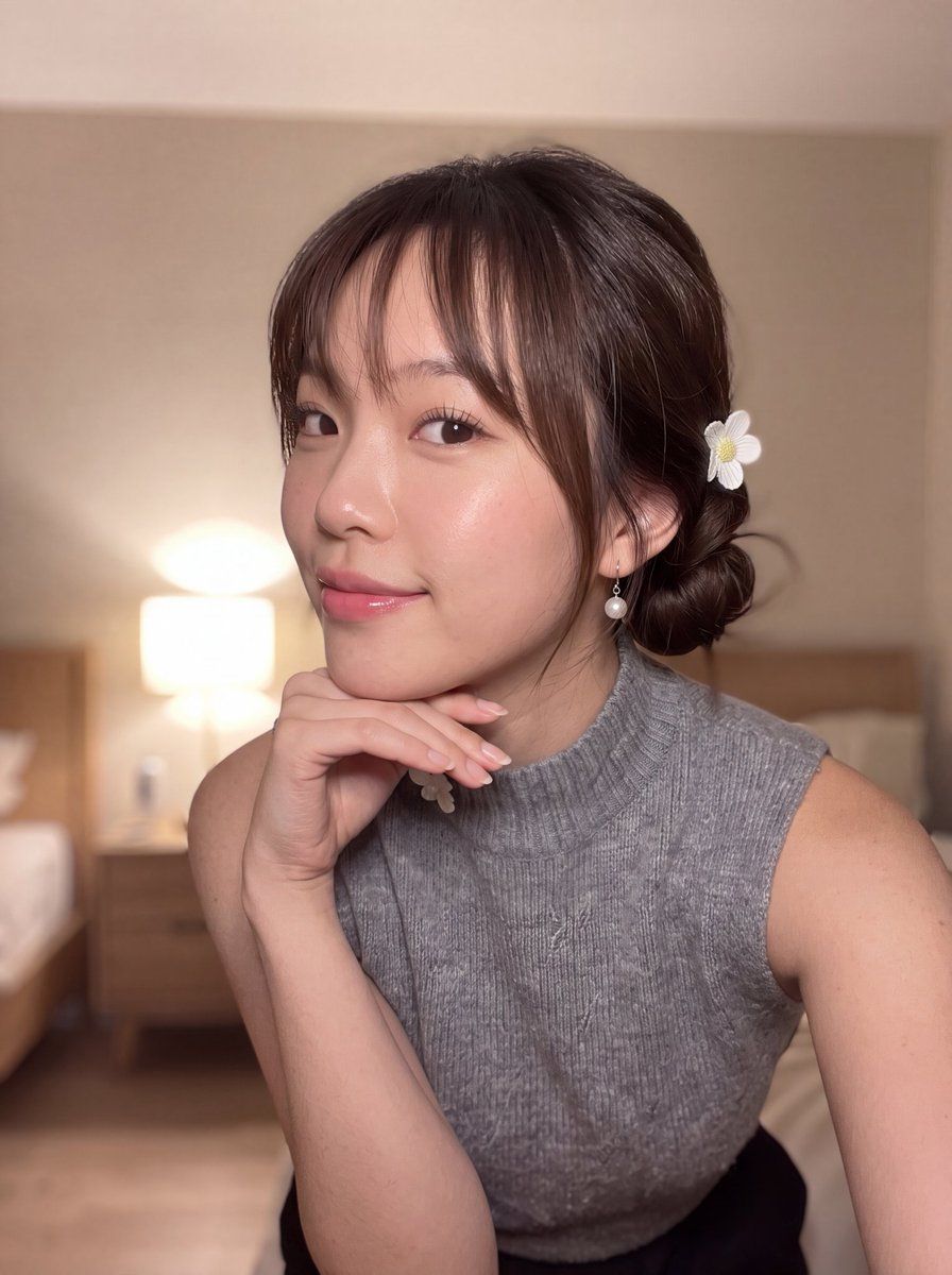 东亚女性自拍肖像 生成效果示例