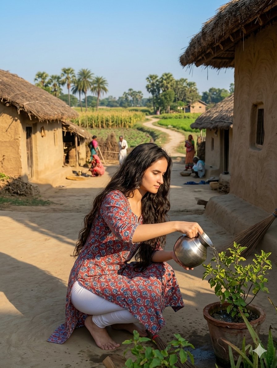 乡村场景植物浇水 生成效果示例