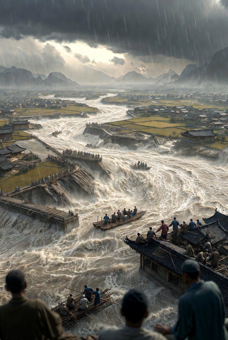 历史史诗场景：1887年黄河洪水生成效果示例